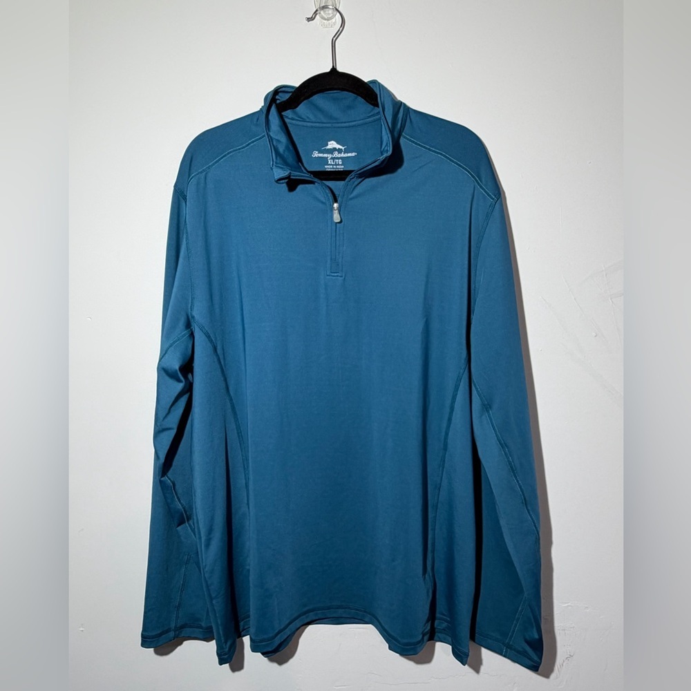 Tommy Bahama XL Blue 1/4 Zip Pullover Performance Shirt Stretch Lightweight